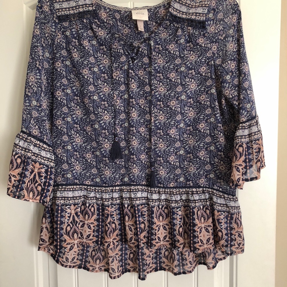 Blue and pink blouse